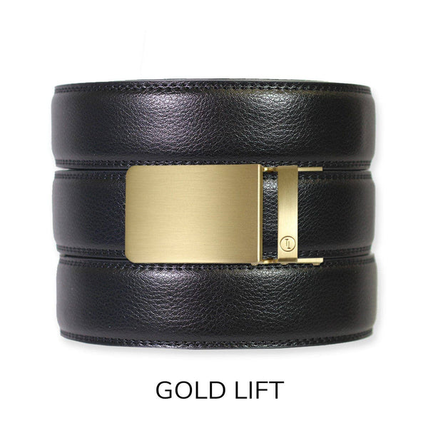 Black Leather Ratchet Belt & Buckle Set: Traditional Iron - Lulu Bella Boutique