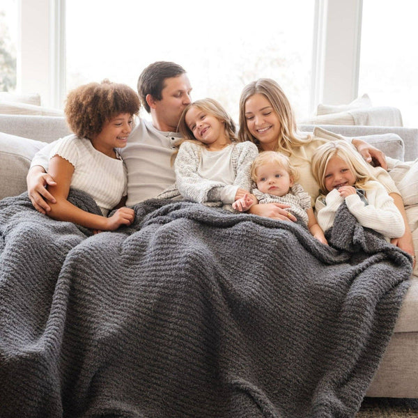 RIBBED BAMBONI® XL BLANKETS: Charcoal - Lulu Bella Boutique