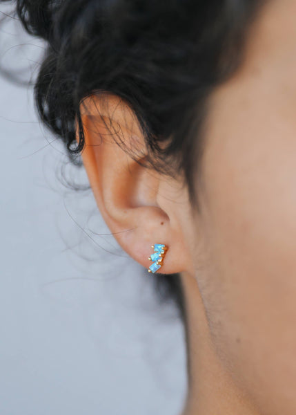 Offset Trio - Fire Opal - Earrings - Lulu Bella Boutique