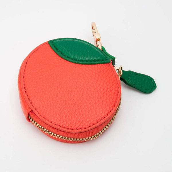 Faux Leather Orange Keychain / Bag Charm / Coin Purse - Lulu Bella Boutique