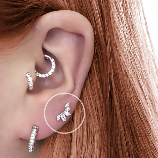 CZ Marquise Fan Screw Flat Back Earrings: Silver - Lulu Bella Boutique