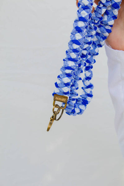 Royal Blue Checkered Lanyard - Lulu Bella Boutique