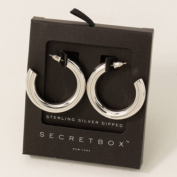 Secret Box 35Mm Hoop Earrings: WG - Lulu Bella Boutique