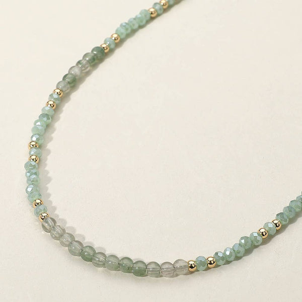 Natural Stone Metal Ball Faceted Beaded Choker Necklace: CORAL - Lulu Bella Boutique