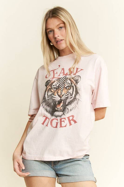 EASY TIGER GRAPHIC TOP: L.Pink / S - Lulu Bella Boutique