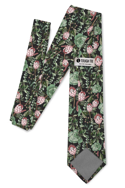 Sage - Black and Green Succulent Tie: 3.25" Standard Tie - Lulu Bella Boutique
