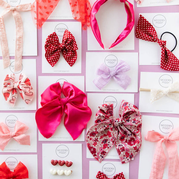 Coral Pink | Pigtail Set - Ribbon Bow - Lulu Bella Boutique