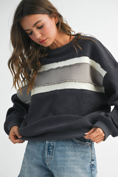 Winnie Stripe Sweatshirt: Charcoal