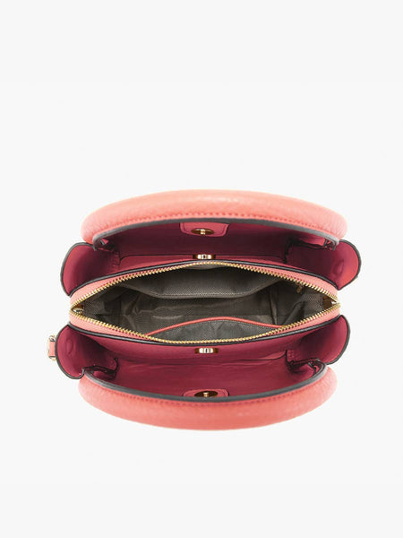 M2533 Ruby 3-Compartment Satchel w/ Dual Handles: Brown - Lulu Bella Boutique