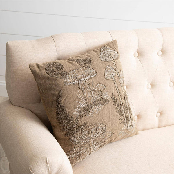 Pillow - Stonewash with Mushroom Embroidery (PC) - Lulu Bella Boutique