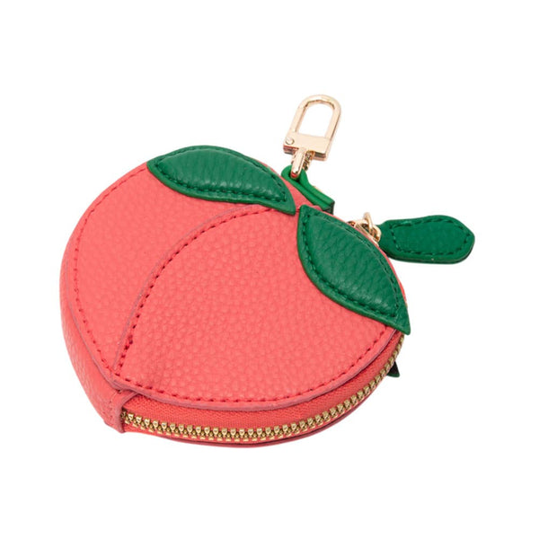 Faux Leather Peach Keychain / Bag Charm / Coin Purse - Lulu Bella Boutique