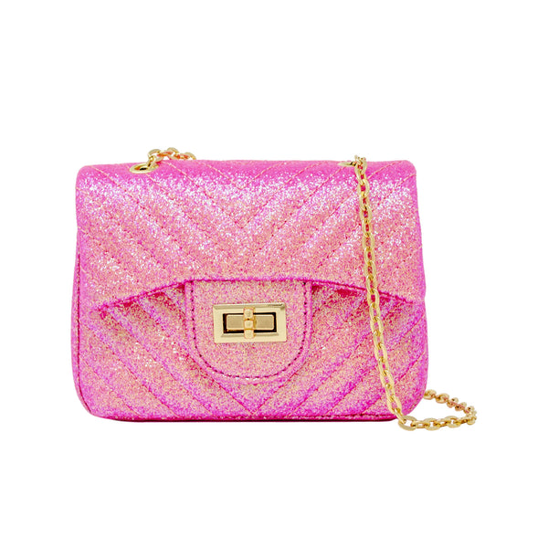 Classic Glitter Wave Handbag: Pink - Lulu Bella Boutique