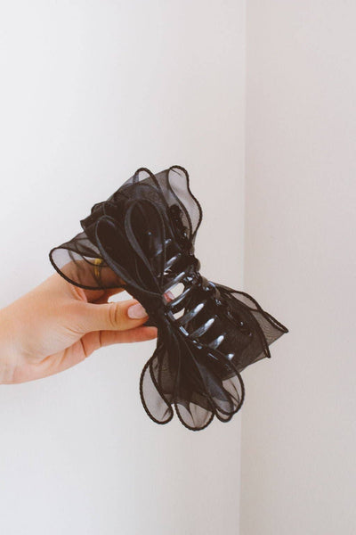 Fancy Bow Claw Clip - Multiple Colors: Black - Lulu Bella Boutique