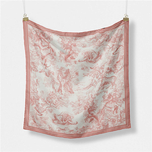 NEW PRINTED DECORATIVE SQUARE SCARF_CWASC0650: Pink / (OS) 2 - Lulu Bella Boutique