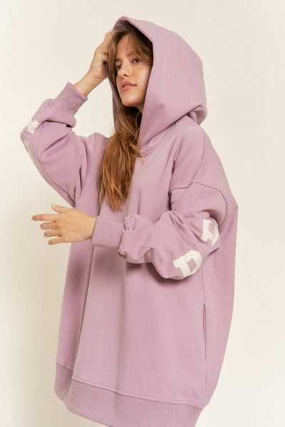 BE YOURSELF HOODIE SWEATER - JJT6145: Lavender / S/M - Lulu Bella Boutique