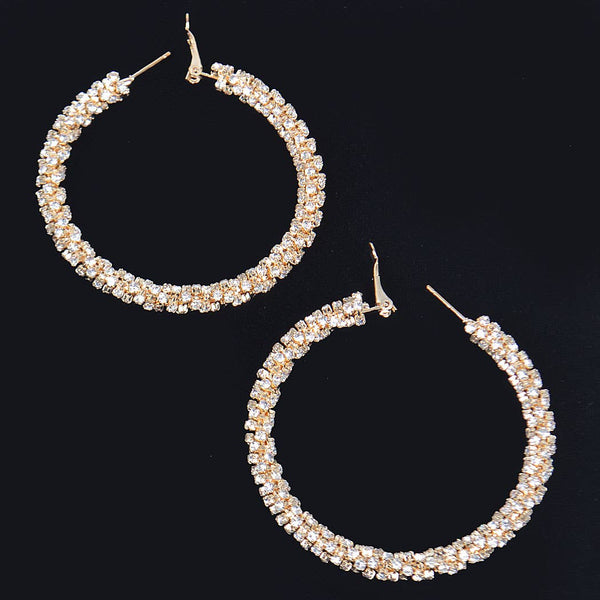 Filled Rhinestones Smaller Hoops: Gold - Lulu Bella Boutique