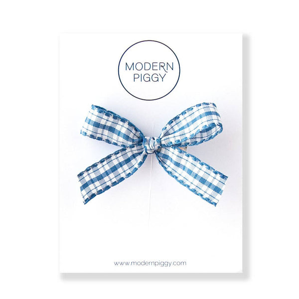 Picnic - Blue | Ribbon Bow: Alligator Clip - Lulu Bella Boutique