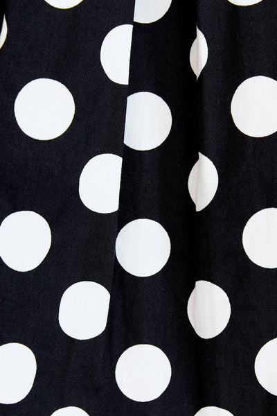 POLK DOT PLEATED CIRCLE MIDI SKIRT: BLACK-WHITE DOT / S - Lulu Bella Boutique