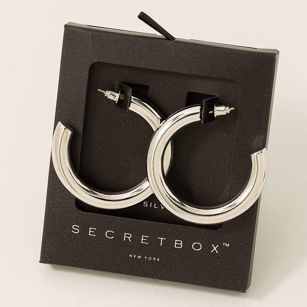 Secret Box Gold Dipped C Hoop Earrings: WG - Lulu Bella Boutique