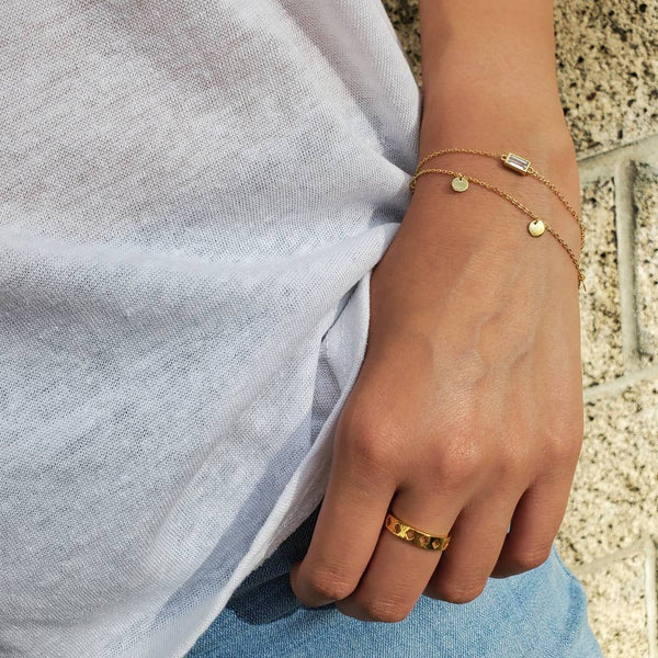 BAGUETTE THIN CHAIN BRACELET: White - Lulu Bella Boutique