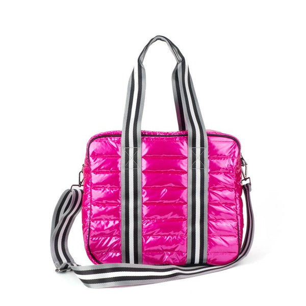Puffer Pickle Ball Tote Pink with black Stripe - Lulu Bella Boutique