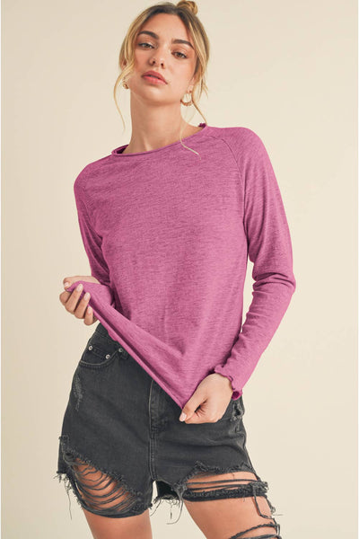 8288DN Gwen Baby Long Sleeve Top 3: Berry / Contemporary / S - Lulu Bella Boutique