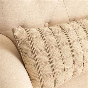 Lumbar Pillow - Stonewashed Windowpane Check, Brown (PC) - Lulu Bella Boutique