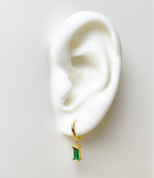 E150 emerald hoop earring, emerald earring, dangle earring - Lulu Bella Boutique