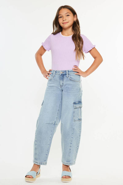 YOUTH  LOW SLUNG HORSESHOE FIT JEANS: LIGHT - Lulu Bella Boutique