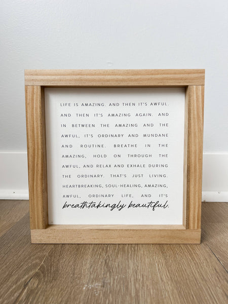Life Is Amazing and then It's Awful (Sq) | Wall Art: Black / Light Oak / 13x13" - Lulu Bella Boutique