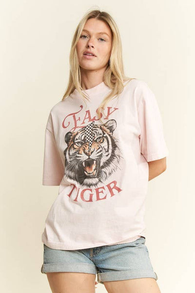 EASY TIGER GRAPHIC TOP: L.Pink / S - Lulu Bella Boutique