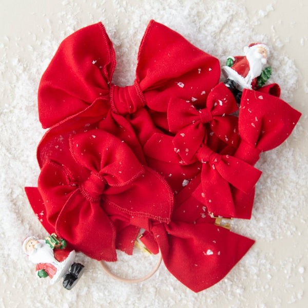 Red | Petite Party Bow: Alligator Clip - Lulu Bella Boutique