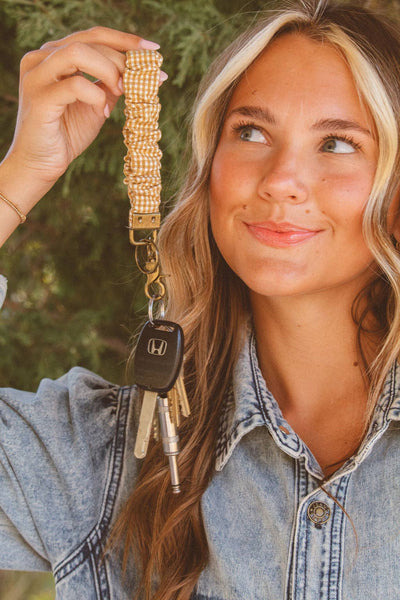 Mustard Gingham Keychain - Lulu Bella Boutique