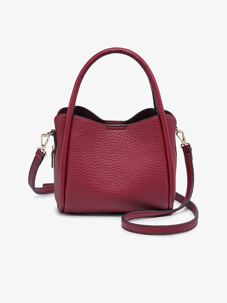 M2533 Ruby 3-Compartment Satchel w/ Dual Handles: Brown - Lulu Bella Boutique