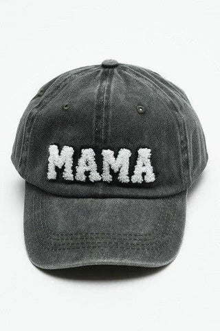 WASHED SHERPA MAMA BASEBALL CAP: BLACK