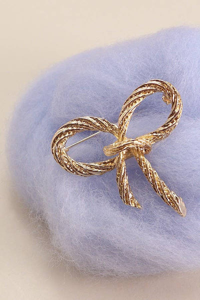 ROPE GOLD BOW RIBBON BOW KNOT BROOCH | 40BC304: GOLD - Lulu Bella Boutique