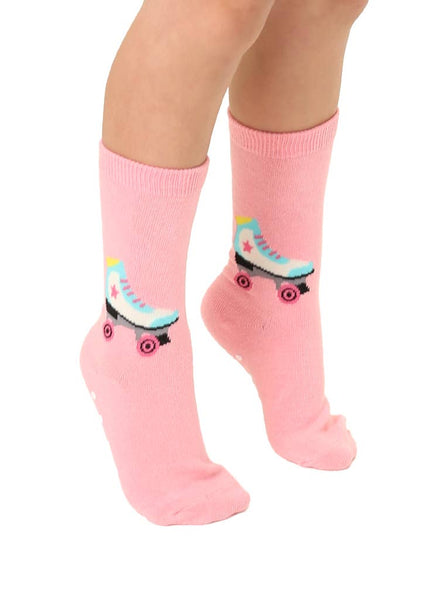 3D Packaged Crew Socks - Kids - Roller Skate - Pink - Lulu Bella Boutique
