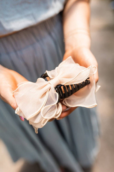 Fancy Bow Claw Clip - Multiple Colors: Black - Lulu Bella Boutique