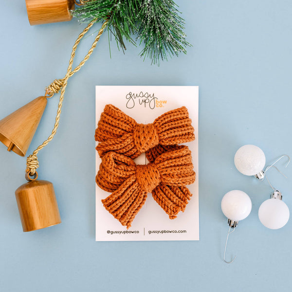 Gingerbread Sweater Pigtail Set | Christmas 23 Collection - Lulu Bella Boutique
