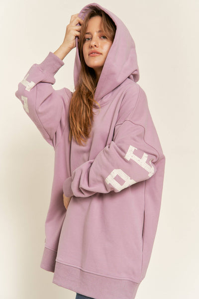 BE YOURSELF HOODIE SWEATER - JJT6145: Lavender / S/M - Lulu Bella Boutique