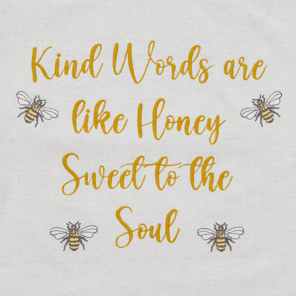Embroidered Bee Honey Pillow 18x18 - Lulu Bella Boutique