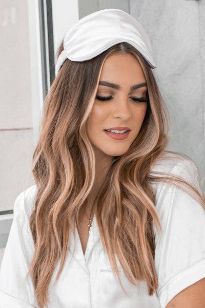 Sleep Masks & Travel Bag: White - Lulu Bella Boutique