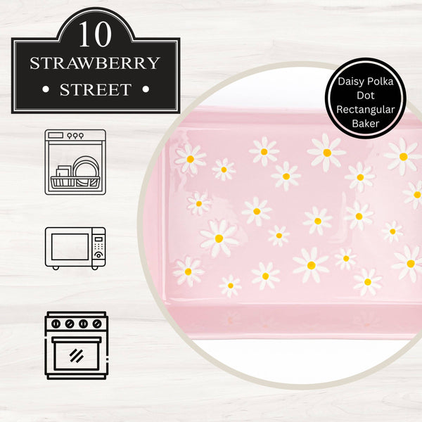 Daisy Polka Dot Rectangular Baker, Pink - Lulu Bella Boutique