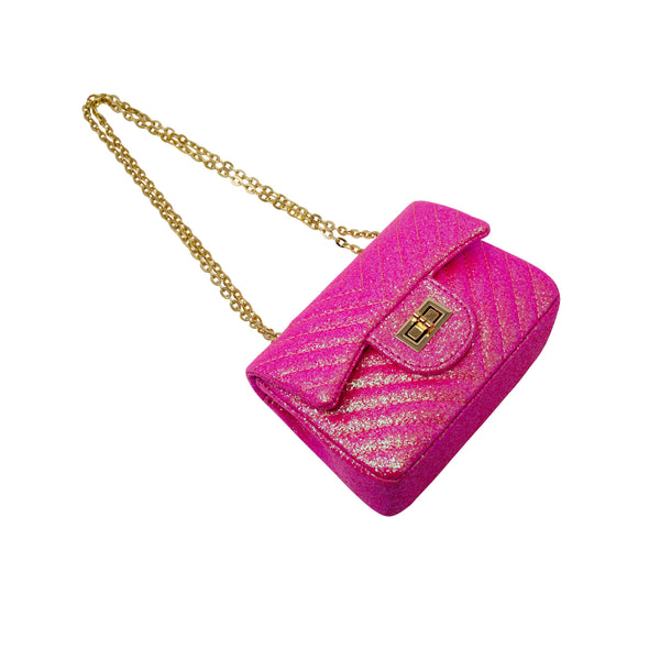 Classic Glitter Wave Handbag: Pink - Lulu Bella Boutique