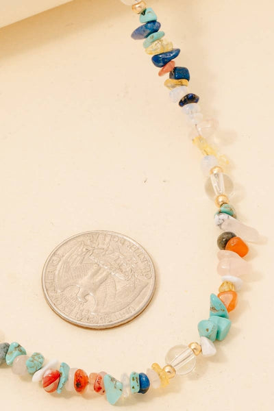 Pebble Stone Beaded Necklace: GDTQ - Lulu Bella Boutique