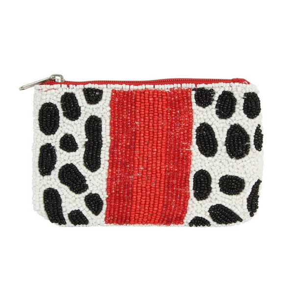 Cow Patterned Seed Beaded Mini Pouch Bag - Lulu Bella Boutique