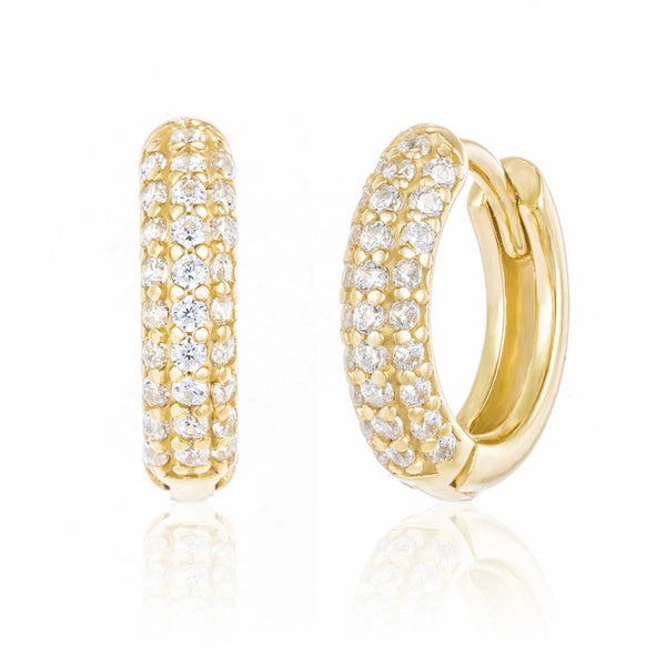 PAVE CZ DAINTY HUGGIE EARRINGS - E-HT1161: SILVER - Lulu Bella Boutique