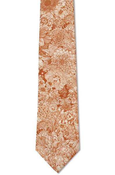 Cider - Orange Floral Autumn Tie: 3.25" Standard Tie - Lulu Bella Boutique