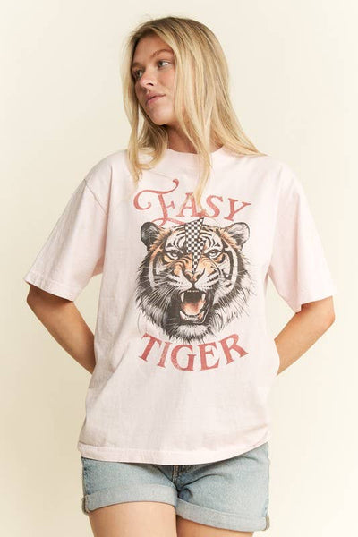 EASY TIGER GRAPHIC TOP: L.Pink / S - Lulu Bella Boutique