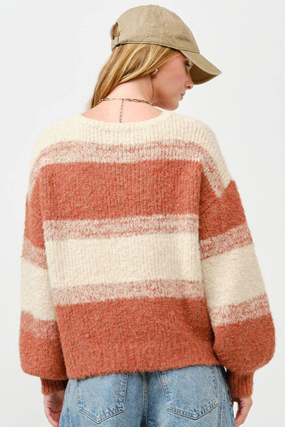 Fuzzy Knit Sweater : OATMEAL RUST / SM - Lulu Bella Boutique